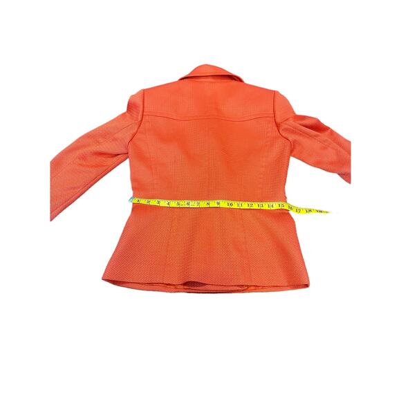 Tahari ASL Double Breasted Blazer w/ Belted Cuffs & Gold Buttons Orange Red SZ.4 - Picture 9 of 16